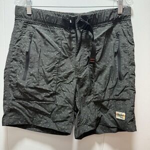 Howler Bros Shorts Mens‎ 33 Gray Triangle Print Nylon Elastic Belted Outdoor Zip